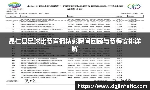 昂仁县足球比赛直播精彩瞬间回顾与赛程安排详解